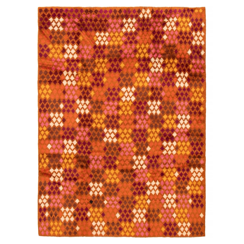 ECARPETGALLERY Hand-knotted Akhjah Burnt Orange Wool Rug - 6'3 x 8'6