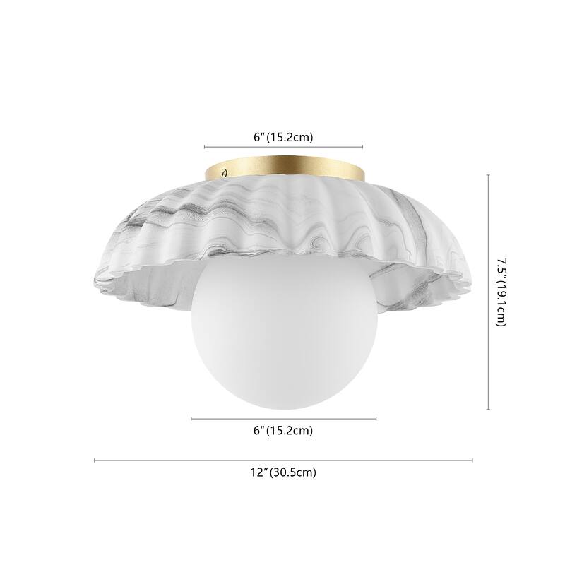 SAFAVIEH Lighting Ephrona Flush Mount - 12" W x 12" D x 10" H - White/Gold - 12Wx12Dx10H