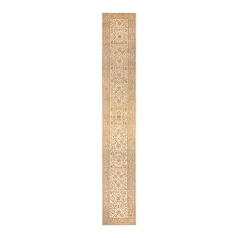 Overton One-of-a-Kind Hand-Knotted Contemporary Oriental Eclectic Ivory Area Rug - 2' 5" x 17' 4"