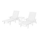 preview thumbnail 75 of 96, Laguna Hdpe All Weather Outdoor Patio Pool Reclining Chaise Lounges With Square Side Table (3-Piece Set) White