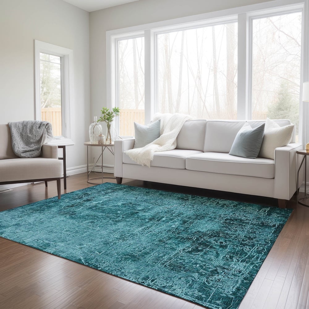 Machine Washable Indoor/ Outdoor Abstract Solid Chantille Rug