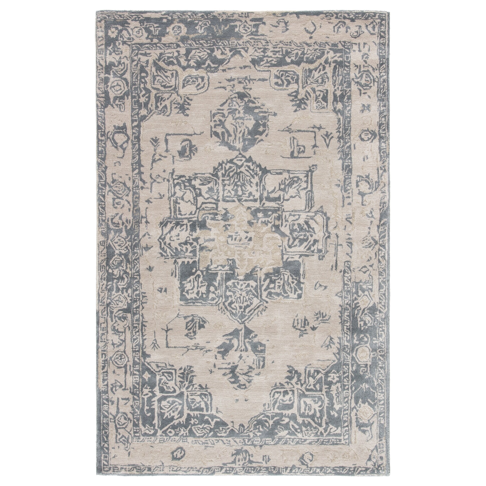 Varens Handmade Medallion Beige Blue Area Rug Overstock 20655259