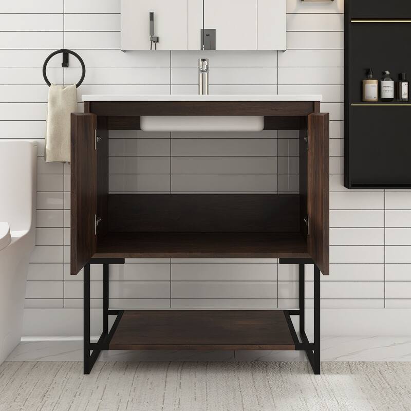 30-inch Freestanding Bath Vanity with Cultured Mable Top