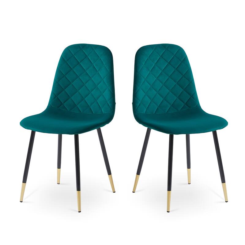 Tufted Accent Chairs with Golden Color Metal Legs Set of 2