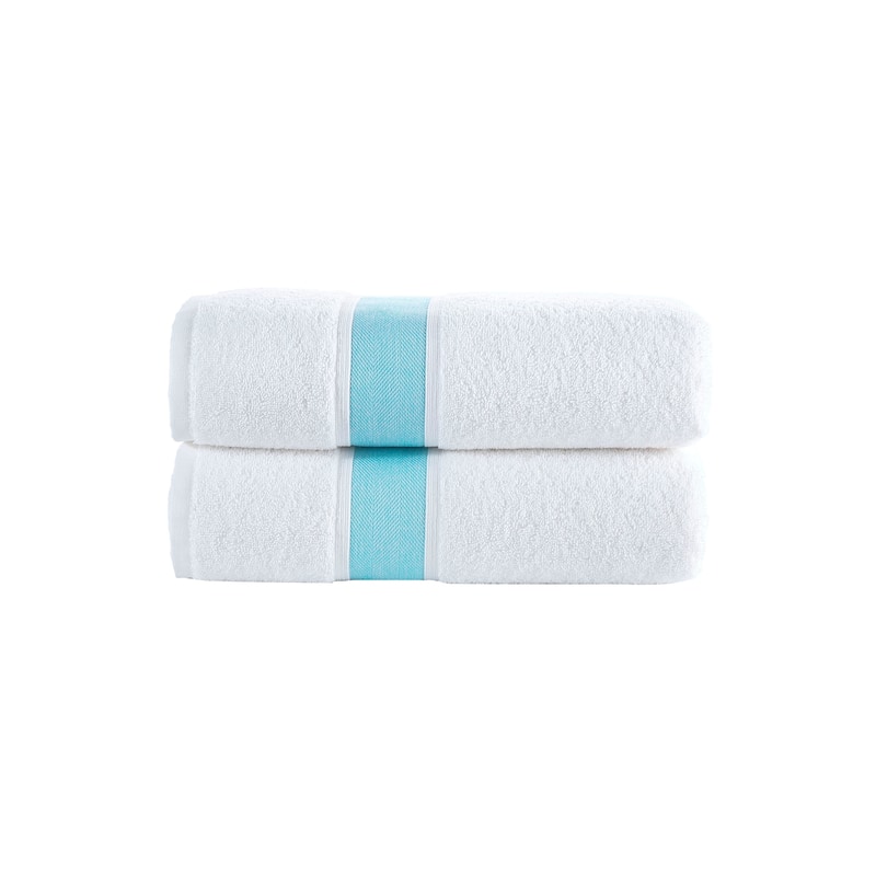 Brooks Brothers Ottoman Rolls 2 pcs Bath Towels - Sea Glass