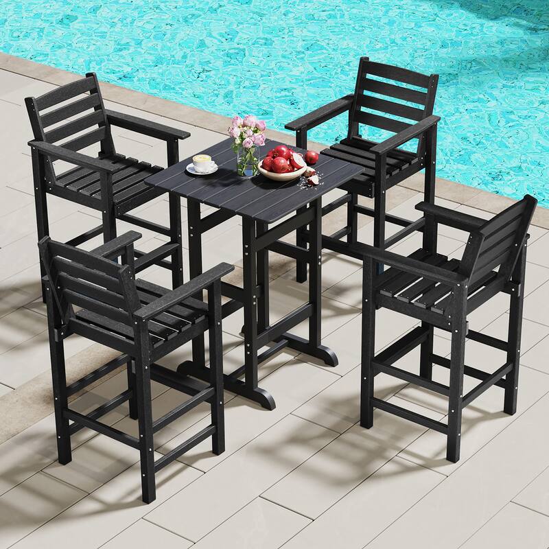 Gymax Patio Bar Stools Set of 4 Tall Adirondack Chair w/ Backrest