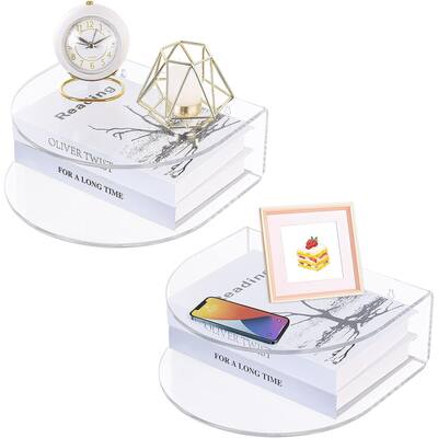 Acrylic Floating Nightstand Set of 2, Wall Mounted Bedside 10"D x 10.5"W x 4"H