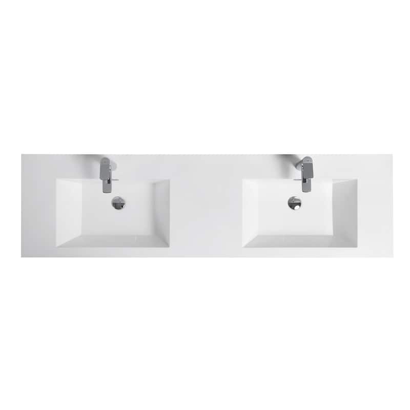 MDF Wall-Mounted Bathroom Vanity Set in Black with Integrated Culture Marble Sink