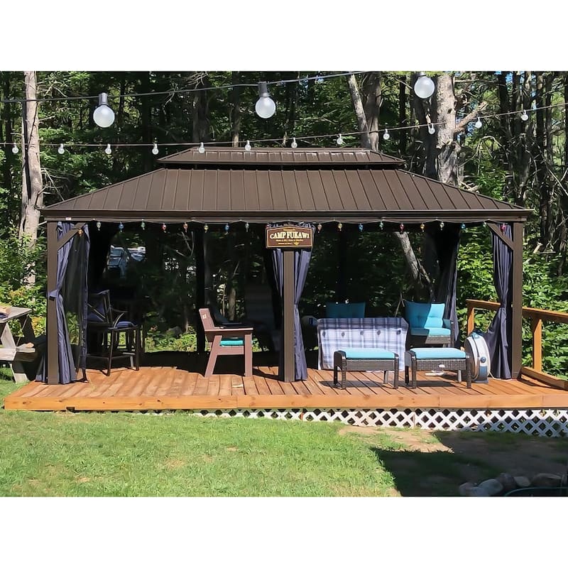 PURPLE LEAF Outdoor Gazebo Aluminum Frame Galvanized Steel Hardtop