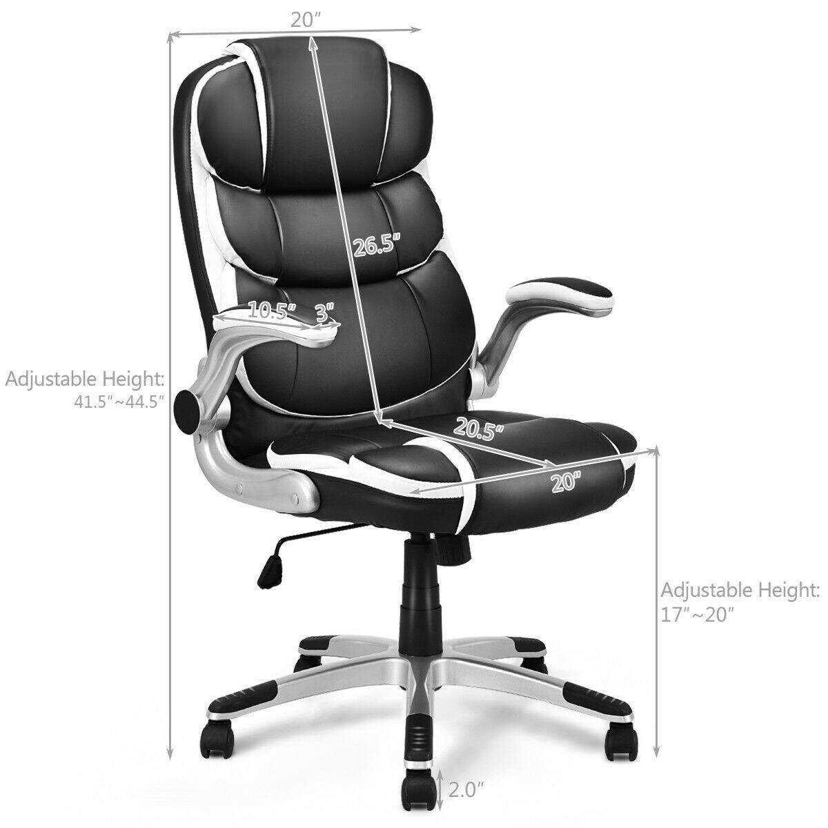 Costway Pu Leather High Back Executive Office Chair Swivel Costway Pu Leather High Back