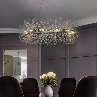 12 Light Décor Sputnik Chrome Chandelier with Firework Crystal Accent - W:39.4"