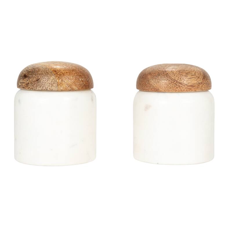 Marble and Mango Wood Pinch Pot with Lid