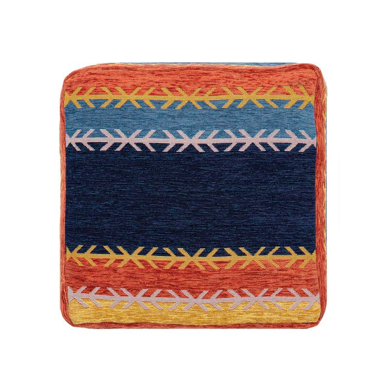 Sevita Multi Bohemian Striped Polyester Blend Pouf