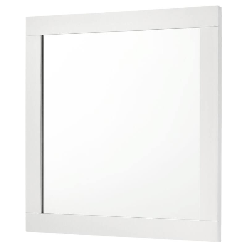 Caer Dresser Mirror, White Wood Frame with Beveled Glass, 35 Inch