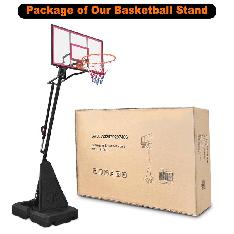 Portable Basketball Hoop,Adjustable Height 8.04ft to 10.01ft,44 inch Backboard with Rebound System,w/Rebound Board & Wheels