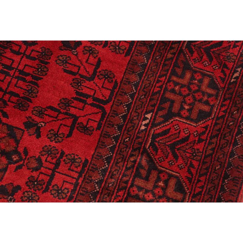 Rustic Biljik Khal Mohammadi Kimberly Red/Black Rug - 4'9'' x 6'6''