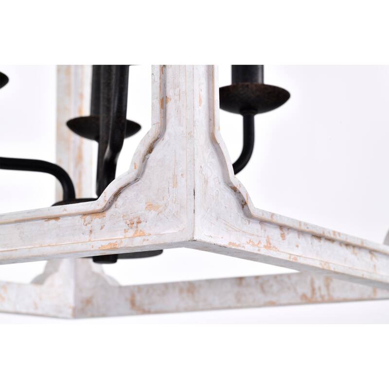 Valeria 14 Inch Modern-Farmhouse Style Imitation Wood Grain Finish Pendant Lighted Chandelier 4-Light - N/A