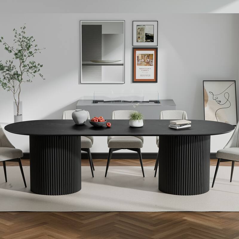 86" Big Solid Wood Oval Table Conference Table for Large Meeting Rooms - Black