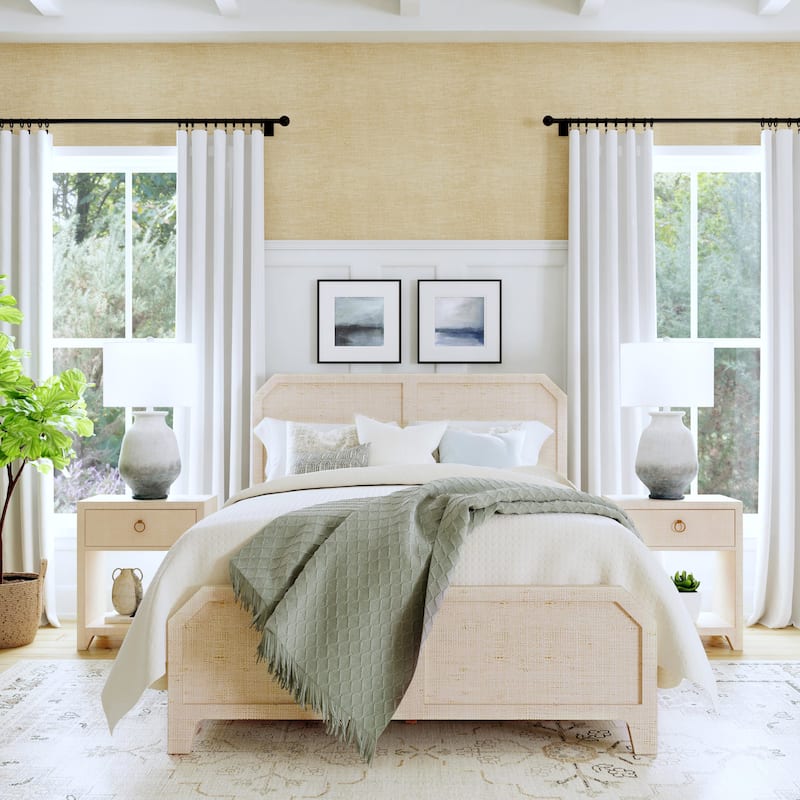 Bar Harbor Raffia Panel Bed - Natural Raffia