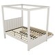 preview thumbnail 19 of 22, Full Size Upholstery Wood Platform Bed with Trundle,Canopy Bed with Drawers