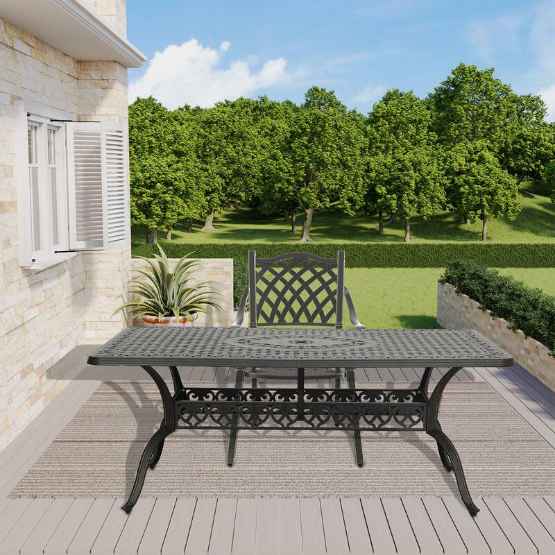 Clihome 71" Cast Aluminum Patio Rectangular Dining Table