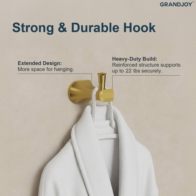 GRANDJOY 4-Piece Stainless Steel Bathroom Hardware Set with Wall Mount Double Towel Bar
