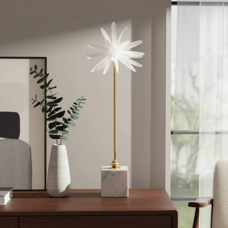 Stone and Marble Starburst Decorative Object with Geometric Base