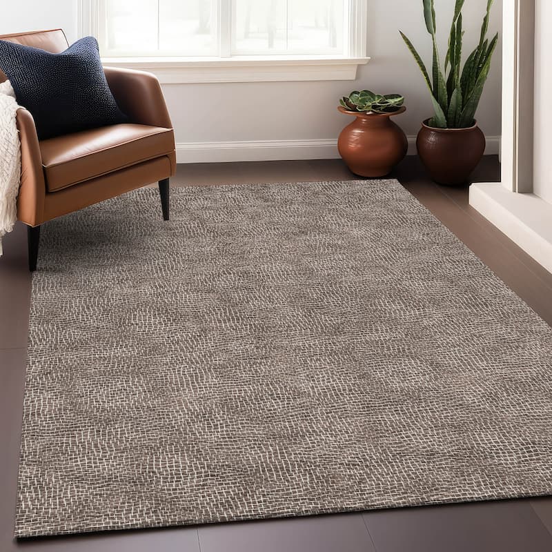 Machine Washable Indoor/ Outdoor Solid Modern Chantille Rug - Brown - 2'6" x 3'10"