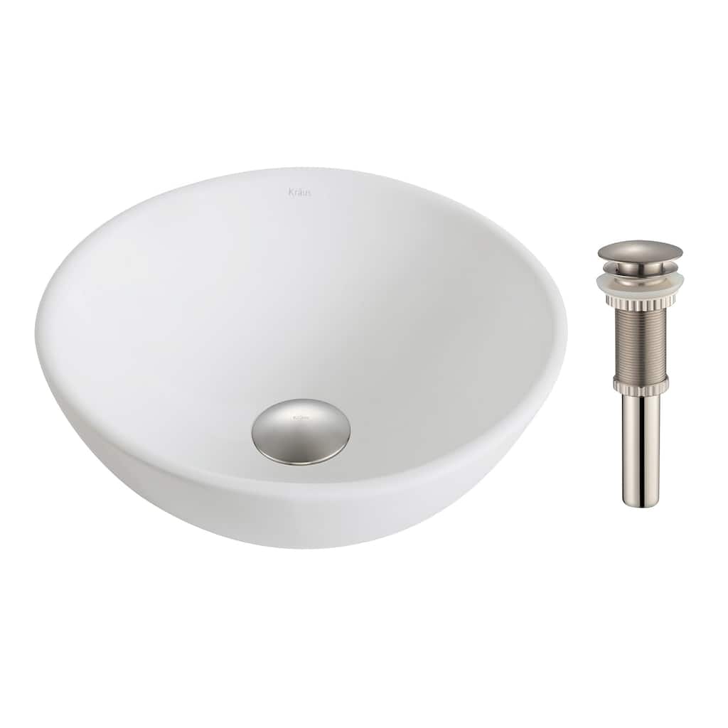 Kraus Elavo 13-11/16" Vitreous China Vessel Bathroom Sink - Pop-up