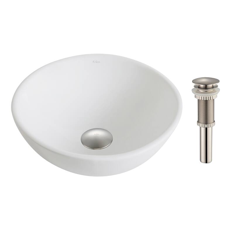 Kraus Elavo 13-11/16" Vitreous China Vessel Bathroom Sink - Pop-up - Chrome