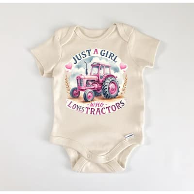 Just a Girl Tractor Farm - Baby Boy Girl Clothes Infant Bodysuit Funny Cute Newborn
