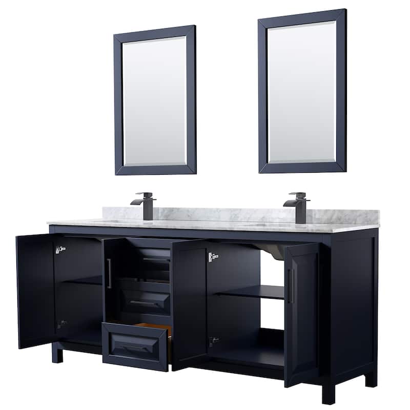 Daria 80-inch Double Vanity, Marble Top, 24-inch Mirrors