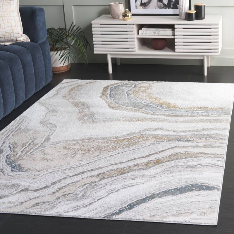 SAFAVIEH Easton Marilena Marble Modern Abstract Rug - 9' x 12' - Ivory/Beige Blue