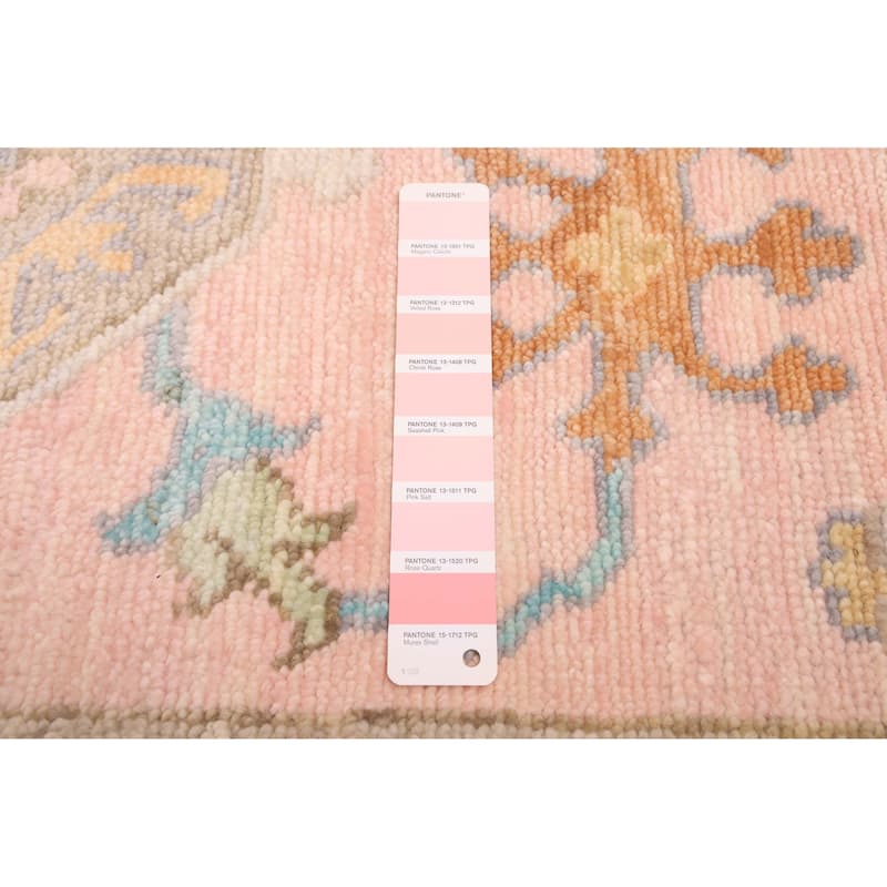 ECARPETGALLERY Hand-knotted Modern Oushak Pink Wool Rug - 9'2 x 11'11