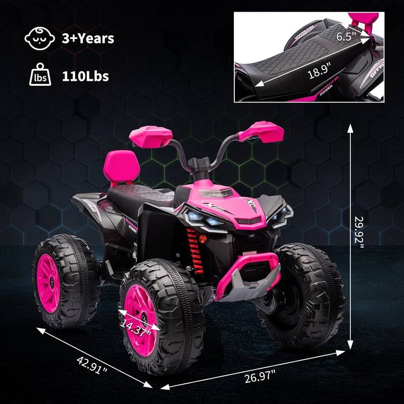 2-Seater Kids Ride-On ATV, 24V Electric Quad 4 Wheeler with 800W Motors