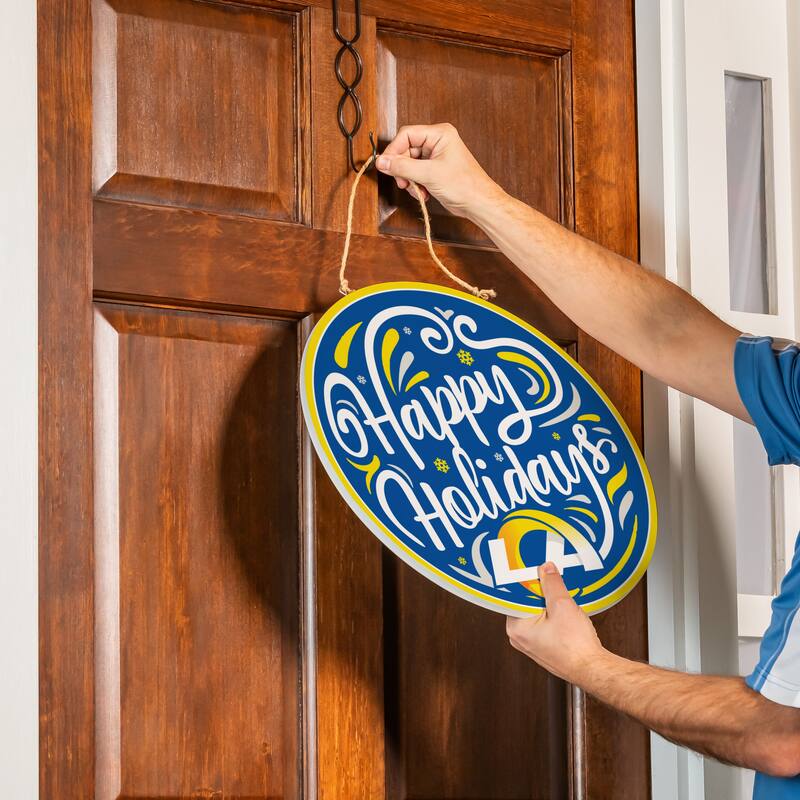 Los Angeles Rams 18" x 18" Happy Holidays Door Décor Wall Sign - 18" x 18"