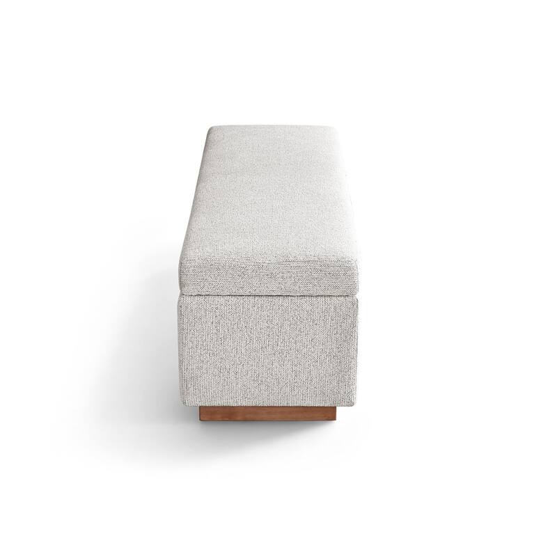 Modern 60" Chenille Weave Upholstered Storage Bench