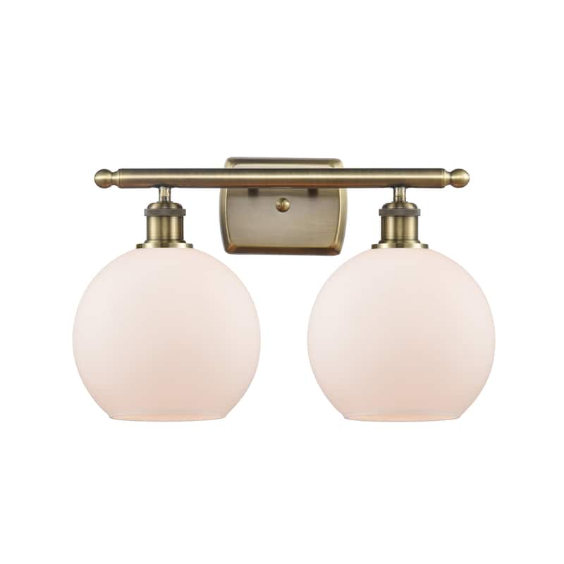 Innovations Lighting 516-2W-12-18 Athens Vanity Athens 2 Light 18" - Antique Brass / Matte White