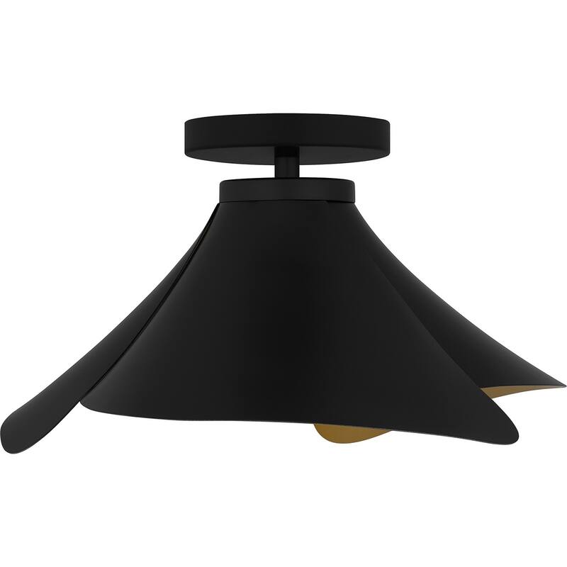 Matte Black One Light Semi Flush Mount from the Quoizel Semi-Flush Mount Collection