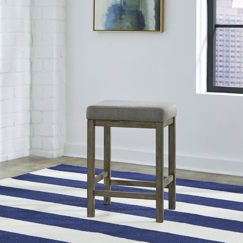 Hayden Way Gray Wash Upholstered Console Stool - Single - Counter Height