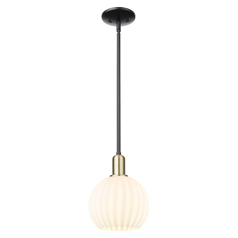 Innovations Lighting Endless Possibilities Arcadia - White Venetian - 1 Light 8" Stem Hung Mini Pendant - Black Antique Brass
