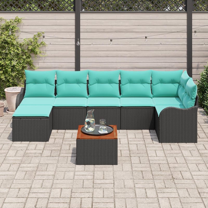 vidaXL 8 Piece Garden Sofa Set with Cushions - 113.2×48.2×27.2