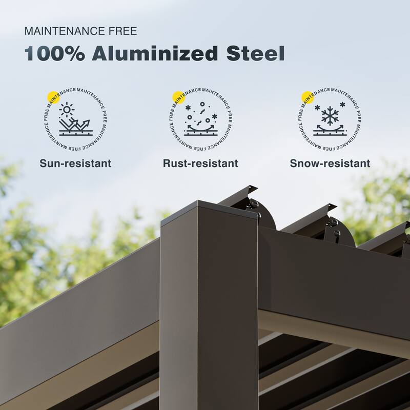 Patio Louvered Pergola with Adjustable Roof, Aluminum Steel Pergola