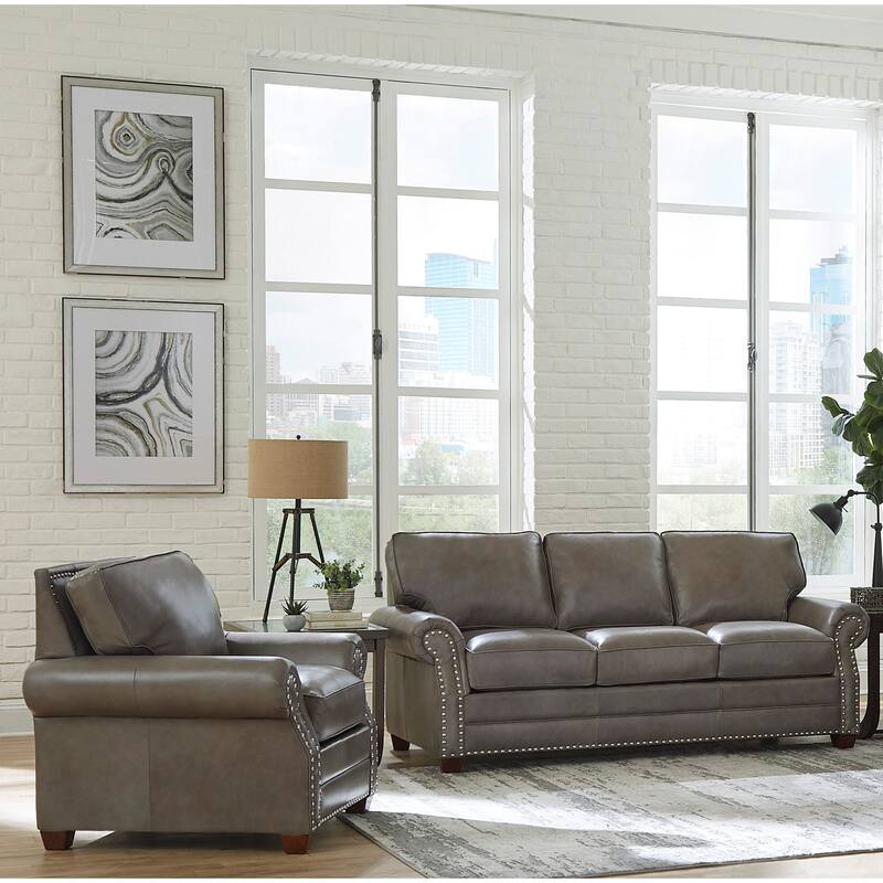 Made in USA Vernon Top Grain Leather Sofa and Chair Set