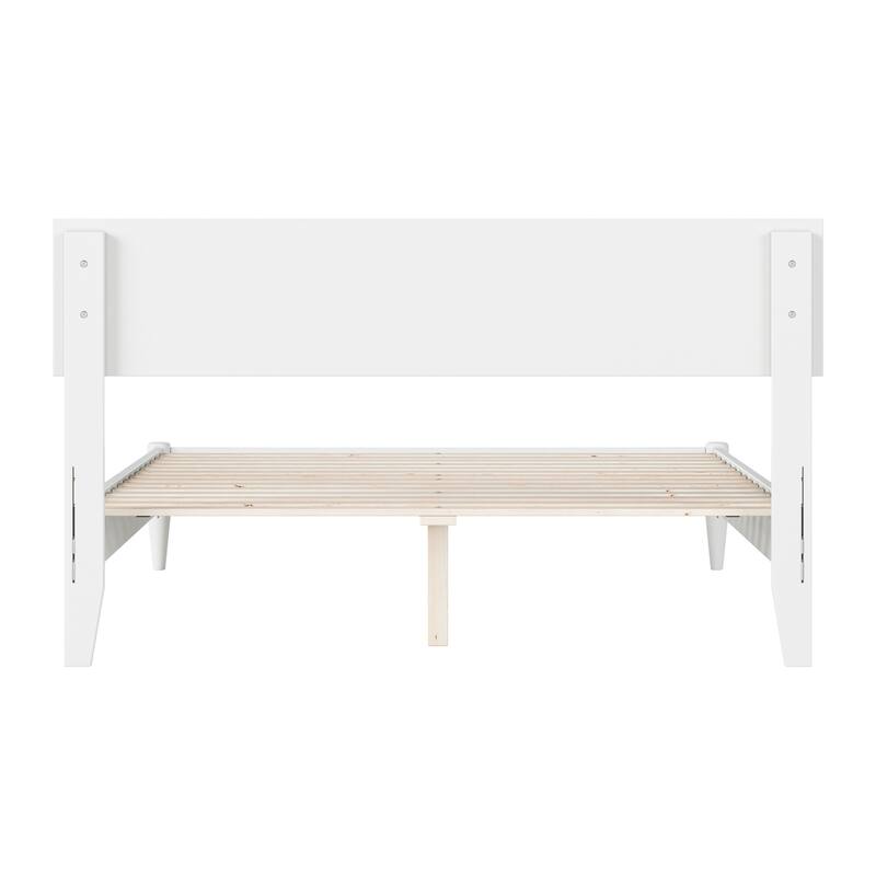 Modern Low Profile Platform Bed - Solid Wood Bed Frame with USB Ports - Full Size Bed