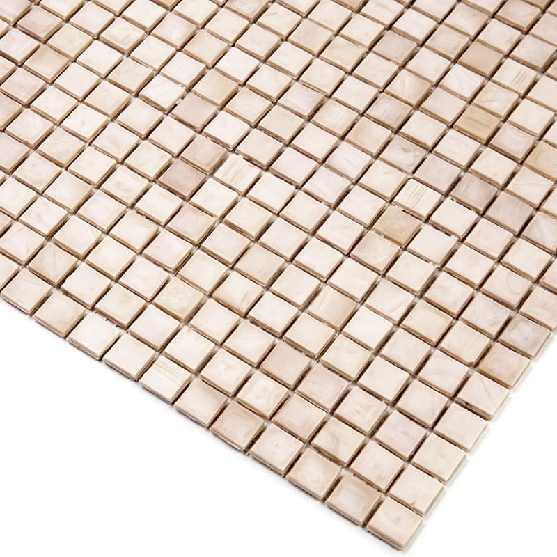 Apollo tile 12" x 12" Skosh Glossy Shimmer Beige Glass Tile (18.69 sq ft/case) - 20 Pack