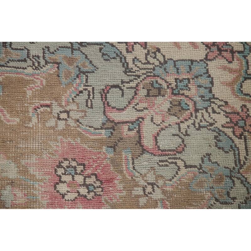Brown Distressed Tabriz Persian Antique Rug Hand-knotted Wool Carpet - 6'2" x 9'8"