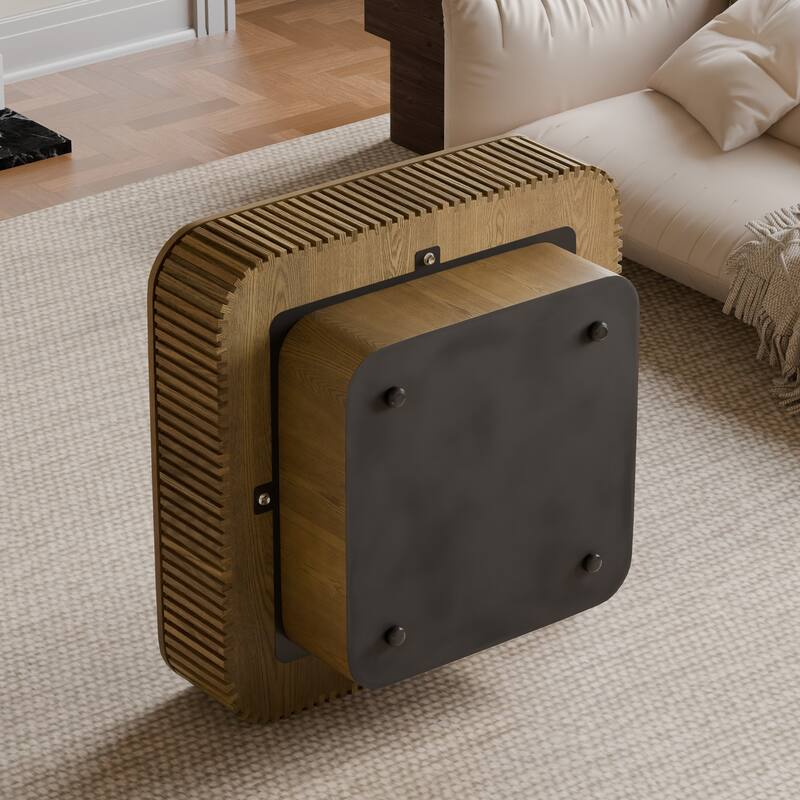 GDF Studio - Modern Wooden Veneer Square Coffee Table with Hidden Storage