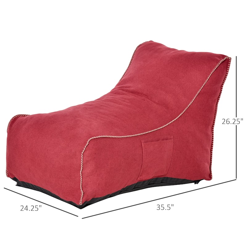 HOMCOM Bean Bag Chair, Large Foam Stuffed lounger Indoor Furniture with Washable Cover, Side Pockets and Backrest, Wine Red
