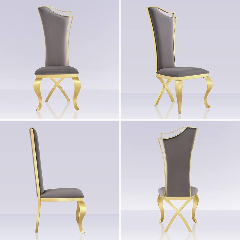 Luxury Upholstered Dining Chairs with Stylish Streamlined High Back with Cabriole X-Shaped Legs